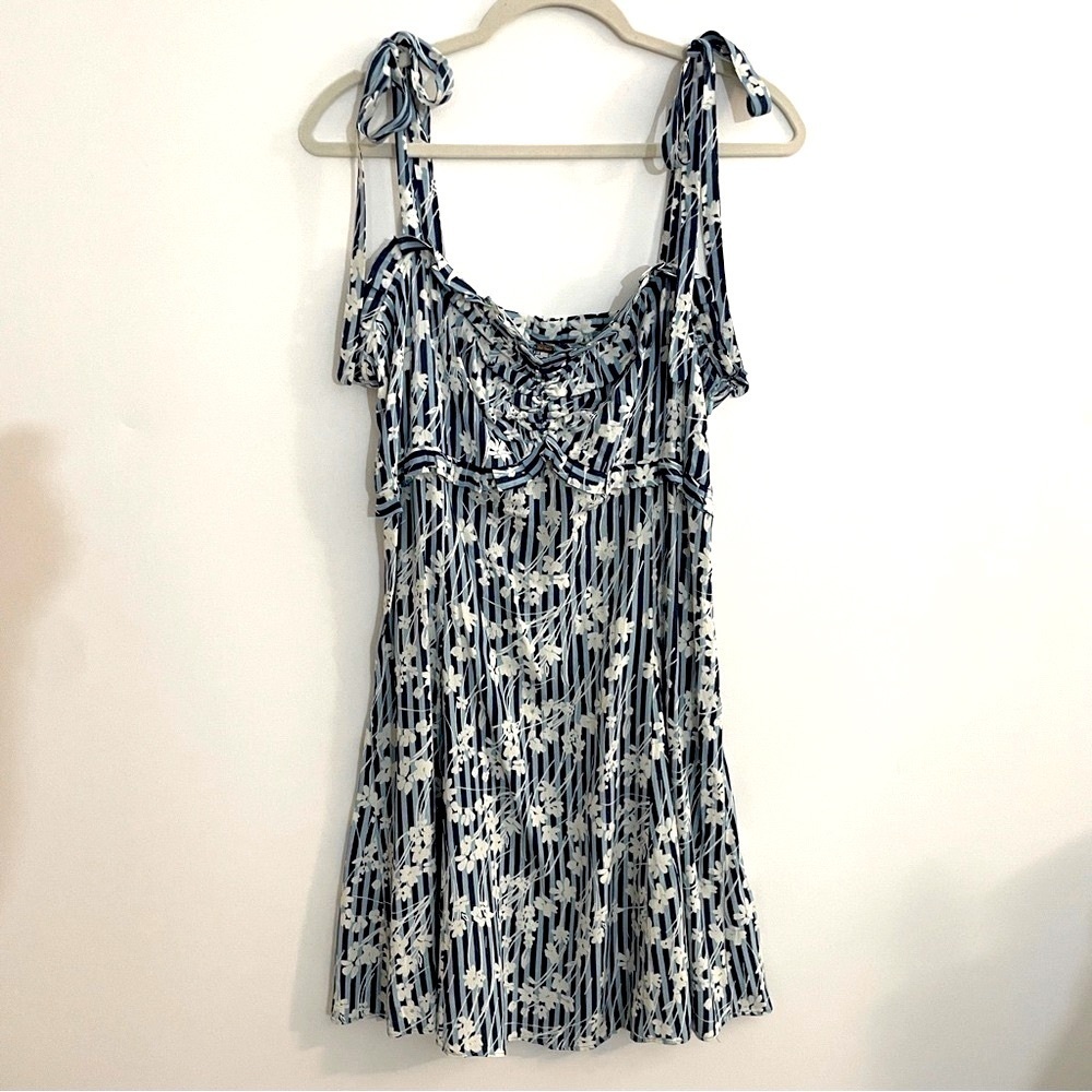 Free People Sun Dress Blue Stripes Size 12
